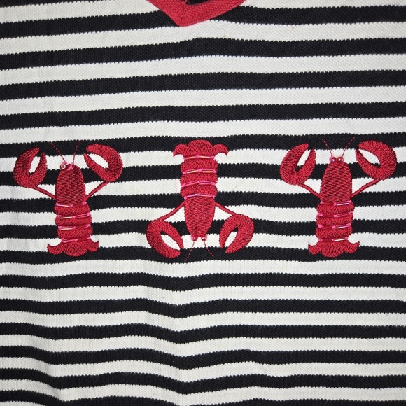 The Quacker Factory Striped Lobster Shirt 3/4 Sleeves 1X 100% Cotton Coastal - Picture 3 of 8